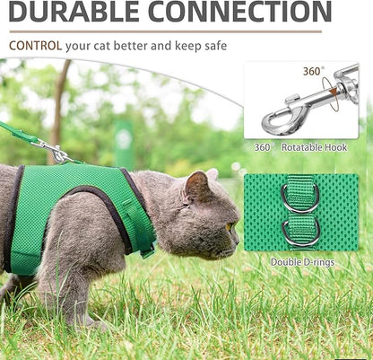 PUPTECK Soft Mesh Cat Vest Harness and Leash Set Puppy Padded Pet Harnesses Escape Proof for Cats Small Dogs Rabbits Bunny