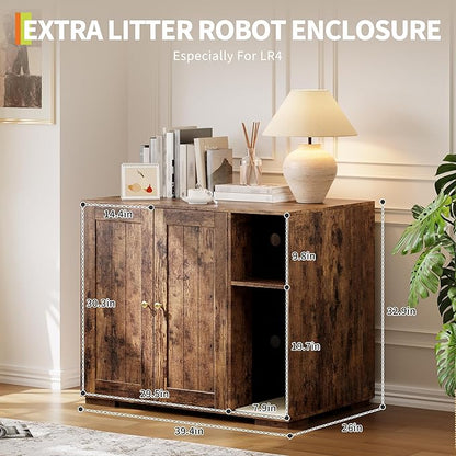 Extra Large Cat Litter Box Enclosure with Scratch Pad, Large Automatic Litter Box Furniture, Dog-Proof Litter Cabinet with Outlet, Space for Cat Stuffs