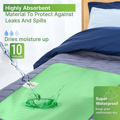Bed Pads Washable Waterproof 34"x36"- Pack of 2 Incontinence Bed Pads & Washable Pee Pads for Adults - Dementia Products for Elderly & Elderly Assistance Products - Reusable Pee Pads for Dogs & Kids