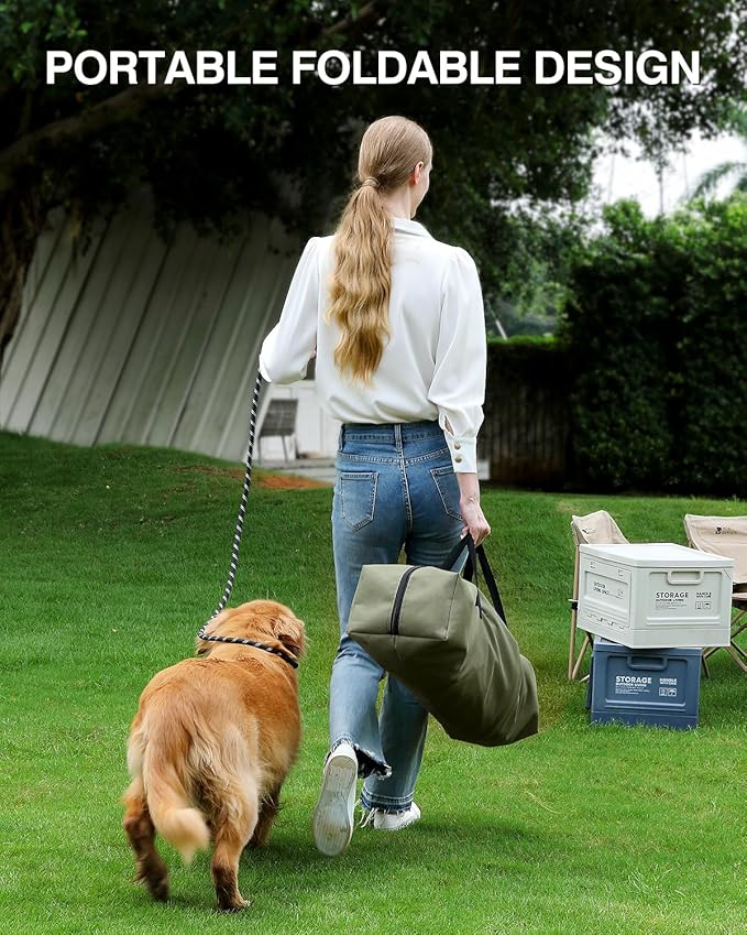 Veraste 42" L x 31" W x 31" H Collapsible Travel Dog Crate, Quick-Setup Portable Soft Dog Kennel for Large Dogs up to 90 lbs, 4-Door Foldable Travel Crate with Storage Bag, Green