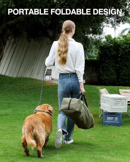 Veraste 42" L x 31" W x 31" H Collapsible Travel Dog Crate, Quick-Setup Portable Soft Dog Kennel for Large Dogs up to 90 lbs, 4-Door Foldable Travel Crate with Storage Bag, Green