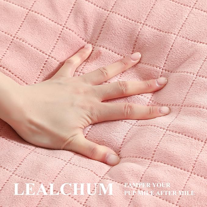 Lealchum Dog Car Seat for Medium/Large Dogs,2 Clip-On Safety Leashs for 2 Small Dogs,Removable and Washable Comfy Pet Car Seat,Easy to Install and Clean (Pink, Large)