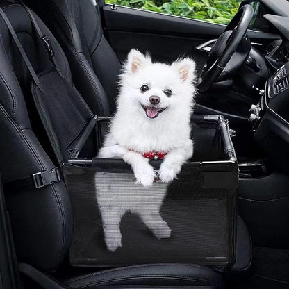 GENORTH Dog Car Seats for Small and Medium Dogs,Portable Puppy/Pet Car Booster Seat with Clip-On Leash and Mesh Window for Pet Up to 20 lbs