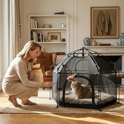 EighteenTek® Catio Outdoor Cat Enclosure 3-Tier Pop up Cat Tent Playpen | Portable Kitten Catio Tower | Pet Playpen Indoor/Outdoor Cats Enclosed | Play Tents for Patio Balcony Courtyard Camping
