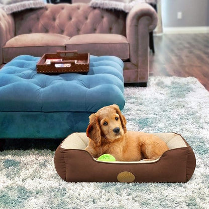 – Premium Dog or Cat Bed | Large Dog Bed Measures 30 x 23 x 7, Perfect for Pets up to 55 lbs. | 100% Polyester Pet Bed with Skid-Free Bottom | Brown
