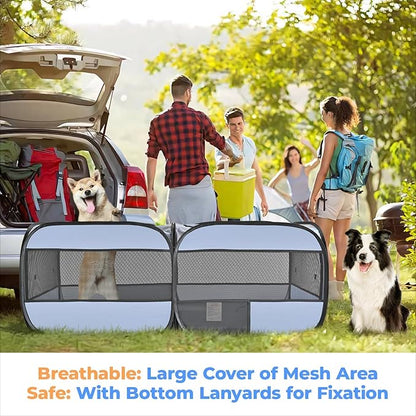 2-in-1 Pop Up Cat Playpen, Detachable into 2 Separate Pens with Additional Doors, Assembly-Free Portable Dog Crates Pet Pen Tent Kennel Kitten Puppy Enclosure Cage Indoor Outdoor Foldable Condo(M)