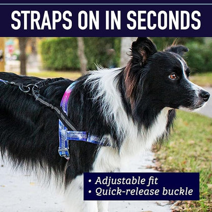 Leash Boss No Pull Dog Harness, Easy Walk for Small, Medium, and Large Pets, Reflective with Rear and Front Clip Attachment (Wave Pattern, Large)