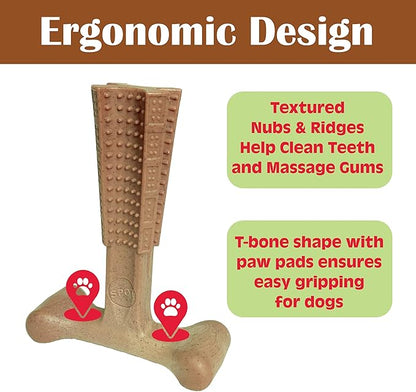 SPOT Bam-Bones Plus Coffee Wood T-Bone Dog Chew Toy, Chicken Flavor, Nylon and Coffee Wood Fiber Blend, Durable Chew for Heavy Chewers and Dogs Under 60 lbs, Non-Splintering Dental Chew, 6 Inch