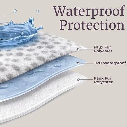 Waterproof Blanket for Bed, Couch, or Car - 60” x 80” Reversible Queen Size Throw Blanket for Reliable Leakproof Furniture Protection - Washable Pet Throws by Lavish Home (Snow Leopard Print)