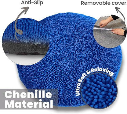 Muddy Mat® Cloud K-9 Bed for Dogs & Cats, Soft & Relaxing Donut Dog Bed, Chenille Material, Removable Cover, Washable & Dryer Safe–Navy Blue Small(25'x25')