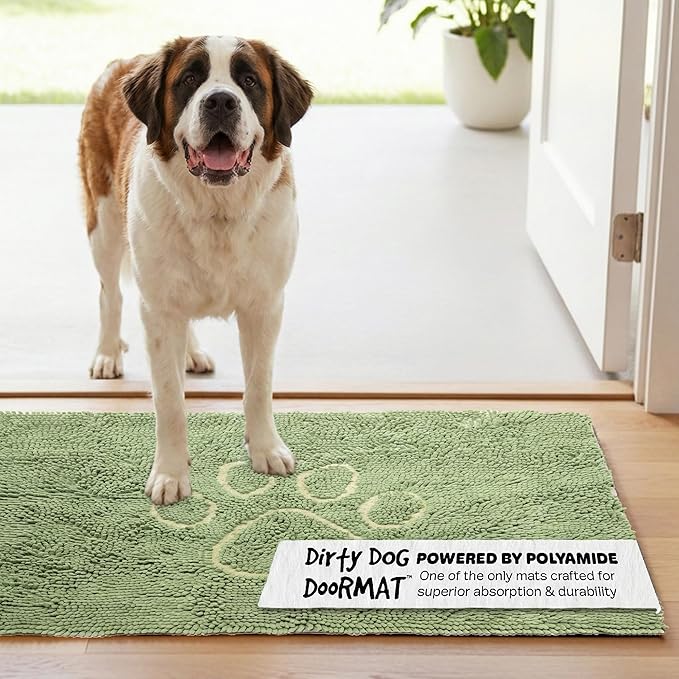 Dog Gone Smart Dirty Dog Doormat Cute Paw Print Ultra Water Absorbent Fast Drying Microfiber Small, Medium, Large and Runner Heavy Non-Skid/Slip Backing Machine Wash, Rain Snow Muddy Wet Shoes & Paws