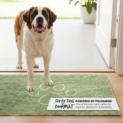 Dog Gone Smart Dirty Dog Doormat Cute Paw Print Ultra Water Absorbent Fast Drying Microfiber Small, Medium, Large and Runner Heavy Non-Skid/Slip Backing Machine Wash, Rain Snow Muddy Wet Shoes & Paws