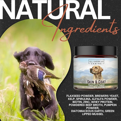 ALL AMERICAN CANINE Complete Skin & Coat Natural Protein-Enriched Powdered Supplement Food Topper | 90 Servings