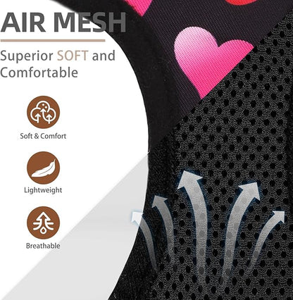 PUPTECK Dog Harness and Leash Set for Small Medium Dogs No Pull Step-in Soft Mesh Puppy Cat Vest Harnesses Reflective at Night Valentine, Black&Pink Heart, M
