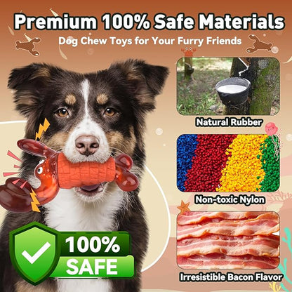 BIKIISEN Squeaky Dog Toys for Aggressive Chewers for Large Dogs, Interactive Chew Toys to Keep Them Busy, Indestructible Toys, Tough Toys for Medium Large Dogs (Red)