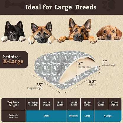 Snoozer Pet Products Luxury Rectangle Cozy Cave, Wag Collection, Extra Large, Pedigree Storm