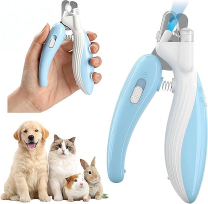 Cat & Dog Nail Clippers with LED Light, Illuminates Nail Bloodline to Prevent Overcutting, Pet Nail Trimmer with Safety Guard & Built-in Nail Catcher for Dog Cat Rabbit Small Animals(Blue)