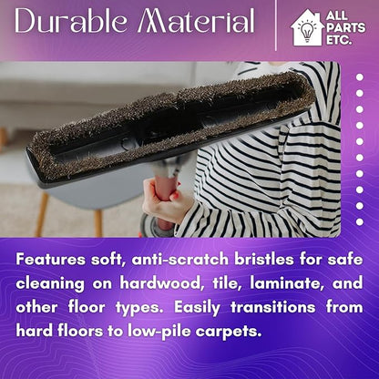 1.25" Vacuum Floor Brush Attachment – 10” Wide Soft Bristles with Two Adapters for 1.375" & 1.5" Compatibility Fits many Shop Vac, Shark, Hoover, Eureka, Dirt Devil, Miele, Oreck, and More