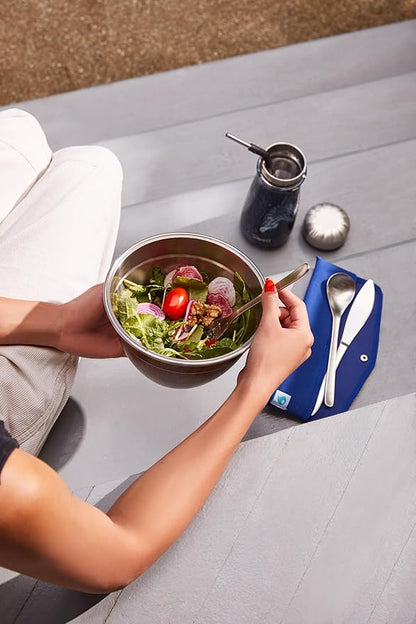 S’well Stainless Steel 64oz Salad Bowl Kit in Onyx,Comes with 2oz Condiment Container and Removable Tray for Organized Serving,Leak-Proof and Dishwasher Safe,(Pack of 8)