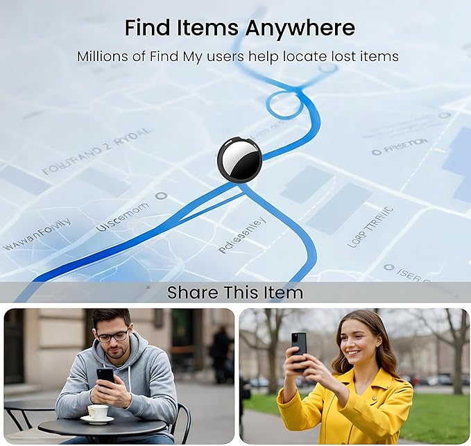 2 Pack Tracker Tag [Apple MFi Certified] Pair with Apple Find My (iOS Only) Air Bluetooth Smart Tag Key Finder Item Locator Waterproof Worldwide Tracking Device for Kid Pet Wallet Backpack Dog Luggage