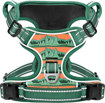 HEELE Dog Harness, No Pull Adjustable Padded Reflective Harness for Small Medium Large Dogs with Handle for Walking Training, Wilderness, L