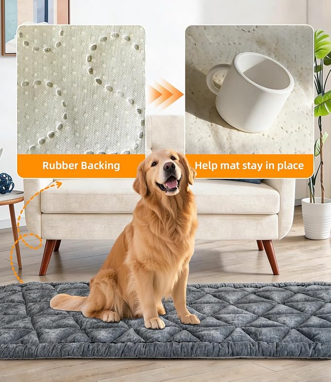 Backseat Pet Bed Mat, Non-Slip Dog Seat Cover with Scratch-Resistant Padding, Dog Bed for Cars, Trucks & SUVs, Universal Fit for Backseat Extenders (Gray)