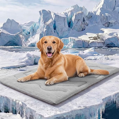 ASENKU Dog Cooling Mat, Portable & Durable Cooling Mat for Dogs, Summer Anti-Slip Breathable Cooling Bed for Large Dogs 60–100 lbs (Golden Retriever, Lab, German Shepherd), 43x32 inches, Grey Wave