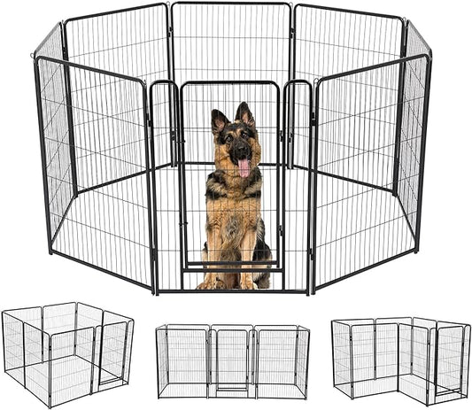 BestPet Dog Playpen, 40 Inch 8 Panels Pet Exercise Pen, Indoor Outdoor Dog Fence for RV, Camping, Yard, Black