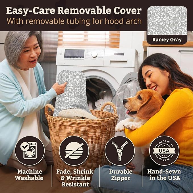 Snoozer Pet Products Luxury Rectangle Cozy Cave, Wag Collection, Small, Ramey Gray