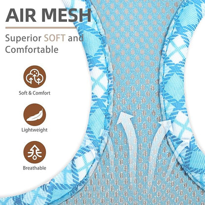 PUPTECK Dog Harness and Leash Set for Small Medium Dogs No Pull Step-in Soft Mesh Puppy Cat Vest Harnesses Reflective at Night, Sky Blue, XS