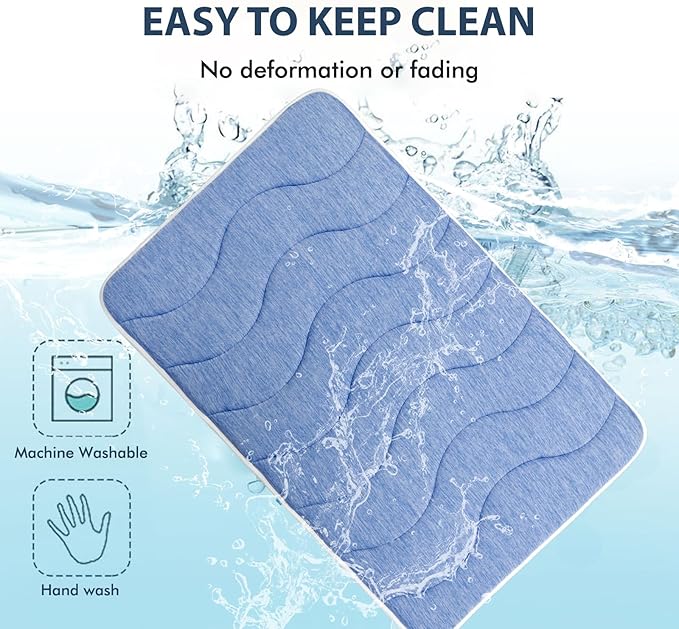 MICROCOSMOS 0.8" Thick Cooling Dog Foam Pad & Summer Pet Sleeping Mat, Machine Washable, Materials Safe, Portable Flat Pet Bed for Dogs.(Navy Blue, 24" x 18")