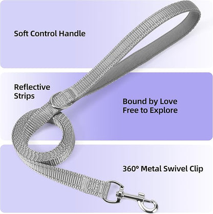 Solmoony Sparkly Medium Dog Harness and Leash Set, Step in Soft Light Puppy Vest, Breathable Reflective Pet Harness for Walking, Puppy Harness for Medium Dogs Cats (Grey, M)
