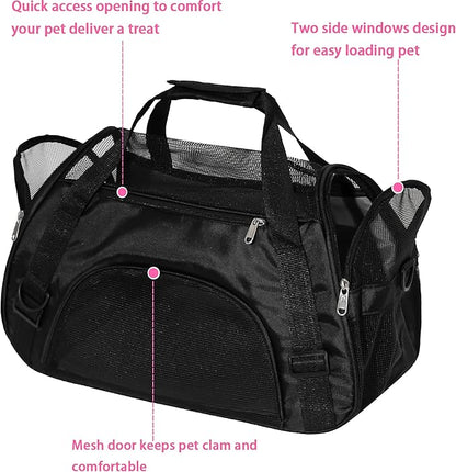 MuchL Pet Carrier Soft-Sided Carriers for Cat Carriers Dog Carrier for Small Medium Cats Dogs Puppies Pet Carrier Airline Approved Cat Dog Pet Travel Carrier (Medium,Black)
