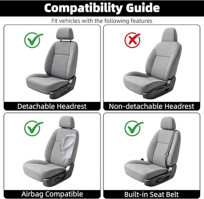 Linen Car Seat Covers Front Seat Covers - 2 PCS Durable & Non-Slip Breathable Cloth Fabric Car Seat Protector, Universal Fit for Most Automotive, Vans, SUVs, Trucks - Dark Gray