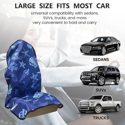 Car Seat Covers 1 Pack Waterproof Towel Car Seat Cover Universal Fit for Most Trucks SUV Fitness Athletes Pets Gym and Water Sport,Conch Shells Starfish