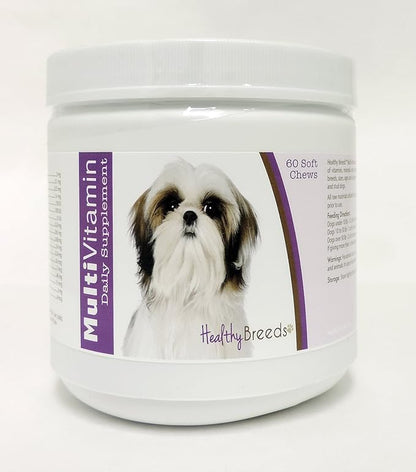 Healthy Breeds Dog Multivitamin Soft Chew Treats for Shih Tzu HB- Over 200 Breeds - for Small Medium & Large Breeds - Easier Than Liquid or Powders - 60 Chews