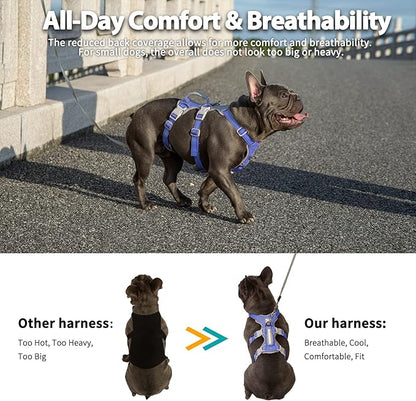 Huntboo Escape Proof Harness, No Slip Dog Harness Escape Proof,Fully Reflective Harness with Handle, Breathable,Durable, Adjustable Vest for Medium Dogs Walking,Training,and Running Gear(Vista Blue,M)