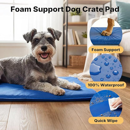 Veehoo Waterproof Dog Bed Crate Pad for Small Medium Dogs, Dog Kennel Pad Outdoor Bed Washable Kennel Mat for Dogs, Puppy Crate Bed, Post Surgery Recovery & Training