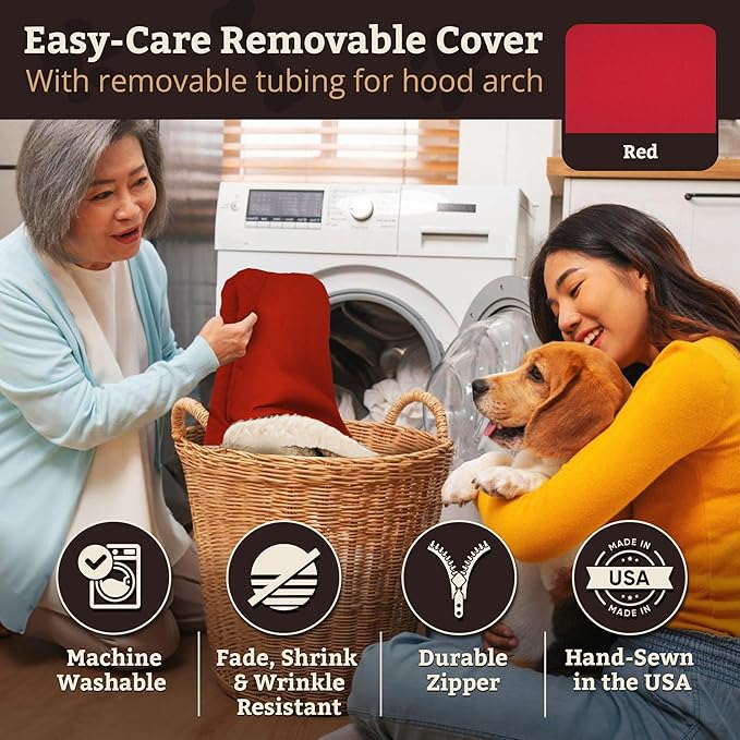 Snoozer Pet Products Rectangle Cozy Cave Dog Bed, Extra Large, Red
