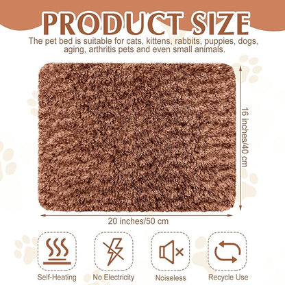Drydiet 4 Pack Self Warming Cat Pads Self Heating Cat Mat Washable Homeless Dogs Thermal Pads Kennel Pad Reflects Body Heat Warm Crate Bed Mat for Indoor Outdoor Pet(Brown,16 x 20 Inch)