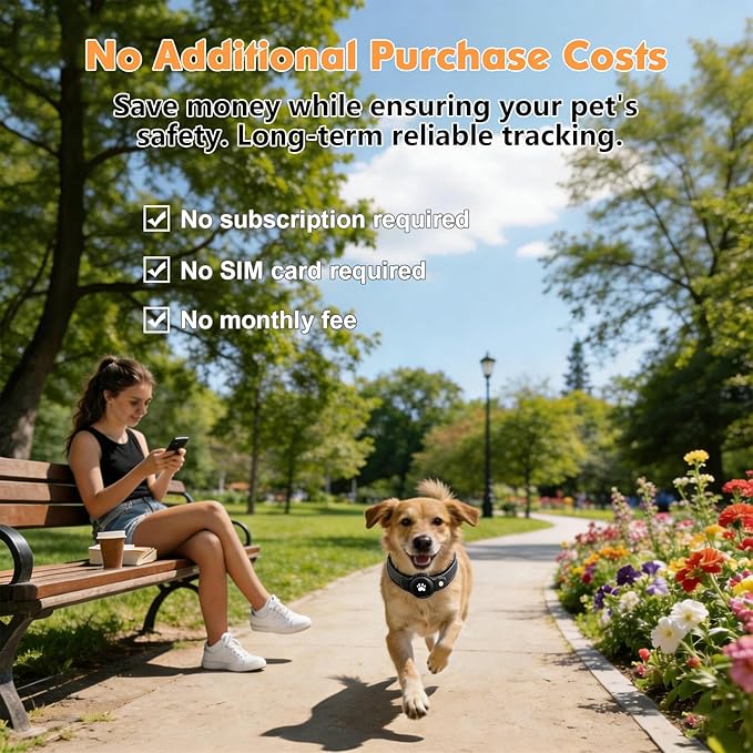 2-in-1 GPS Tracker for Dogs: Smart Pet Collar with Real-Time Tracking,No Monthly Fee/Subscription (iOS Only) Waterproof, Anti-Lost,365-Day Long Battery Life GPS Tracker Dog Collar(Tracker Included)
