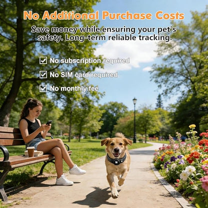2-in-1 GPS Tracker for Dogs: Smart Pet Collar with Real-Time Tracking,No Monthly Fee/Subscription (iOS Only) Waterproof, Anti-Lost,365-Day Long Battery Life GPS Tracker Dog Collar(Tracker Included)