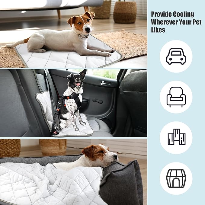 Leekalos Dog Cooling Mat,Pet Cooling Pads for Dogs Blanket,Summer Cooling Bed for Cats Blanket,Portable Pet Cooling Cushion for Home & Outdoor，Keep Cooling for Pets (Cool Grey, Small(22"x28"))