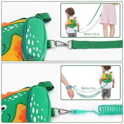 Accmor Toddler Harness Leash with Anti Lost Wrist Link, Cute Dinosaur Kids Harnesses with Wristband Bracelet Leashes Strap Tether for Baby Boys Walking (Yellow)