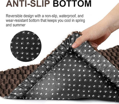 Dog Bed Crate Mat, Soft Durable Washable Anti-Slip Kennel Pad for Dogs & Cats, Reversible (Dark Brown, M(30"*20"*1.5"))