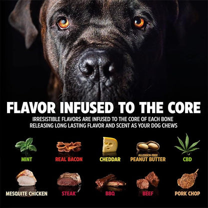 Pet Qwerks Original BarkBone - Nylon Dog Bone for Aggressive Chewers - BBQ Flavor - 7.75"