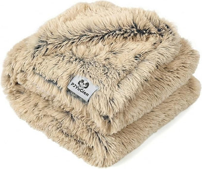 PJYuCien Dog Blanket for Dogs, Puppies and Pets, Lightweight & Portable Fluffy Fleece Throw, Super Soft Plush Cat Blanket for Couch/Car Seat/Furniture, Machine Washable, 16"x24", Beige