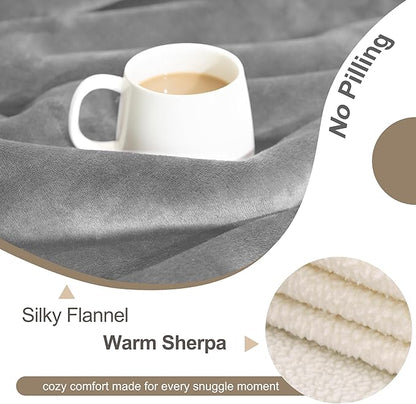 gogobunny Waterproof Pet Blanket for Small Dogs and Cats, Reversible Sherpa Fleece Soft Plush Throw for Couch Protection, Washable Furniture Protector (Grey, 30x30 inches)