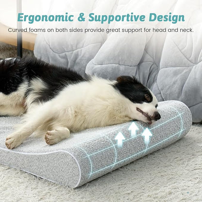 COZY KISS Orthopedic Dog Bed for Extra Large Dogs up to 140 lbs - Removable Washable Cover with Waterproof Lining, Cotton-Polyester Blend Boat-Shaped Lounger Mattress, XL(51x36x8in), Light Gray
