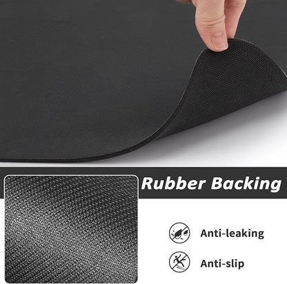 HotLive Dog Food Mat - Absorbent Cat Mat for Food and Water, No Stains Pet Feeding Bowl Mat, Easy to Clean Pet Placemats, Quick Dry Dog Water Dispenser Mat for Messy Drinkers | Paw Black 18"x 34"